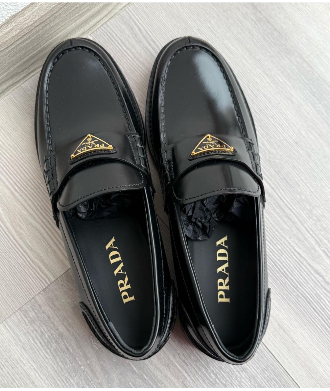 PRADA Черные кожаные лоферы, фото 3