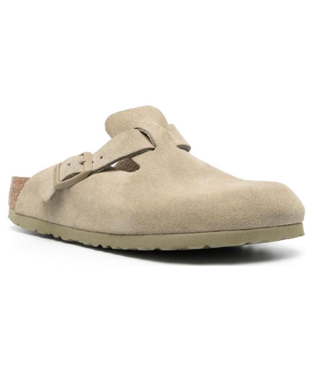 BIRKENSTOCK Бежевые замшевые сабо, фото 3