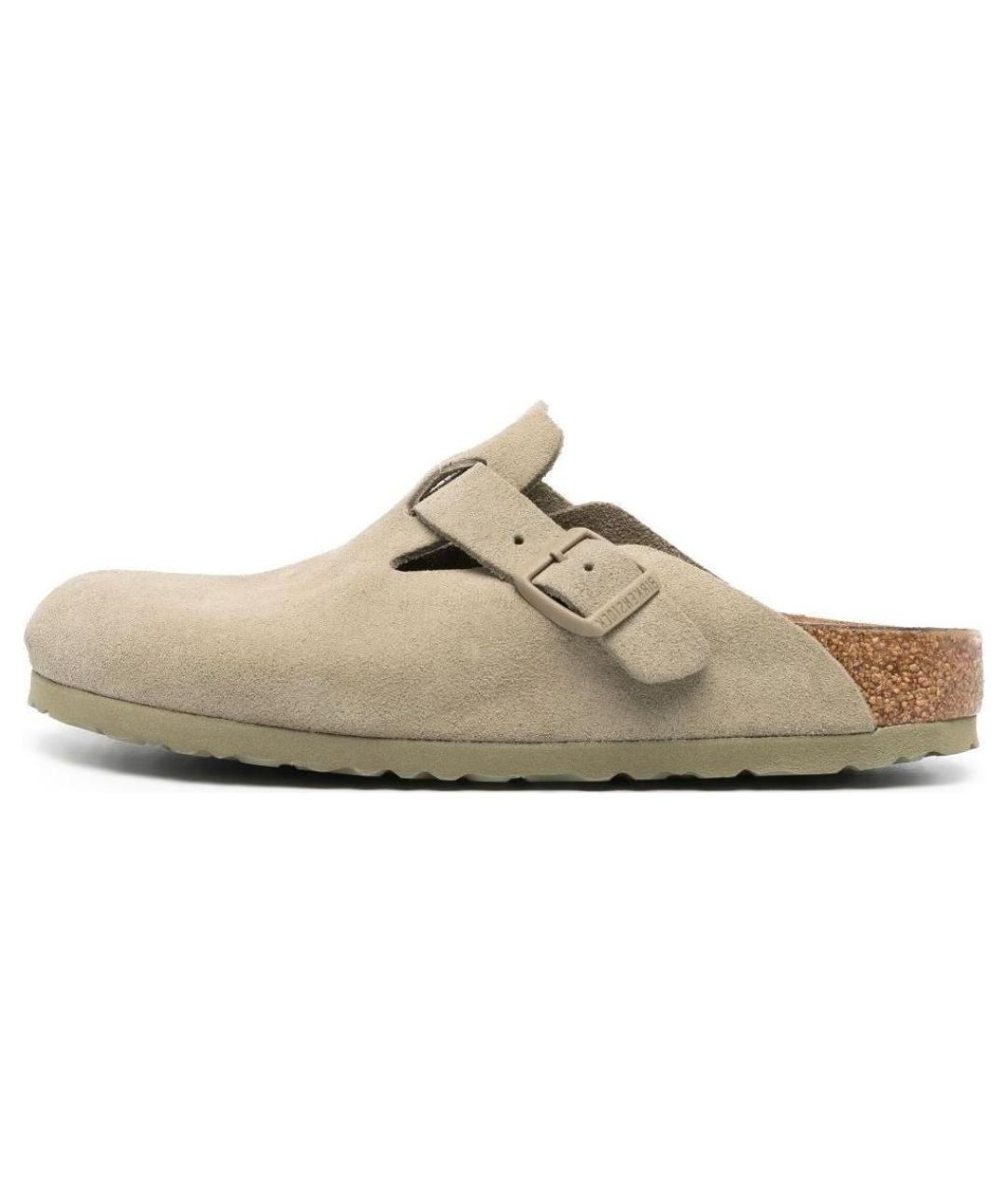 BIRKENSTOCK Бежевые замшевые сабо, фото 2
