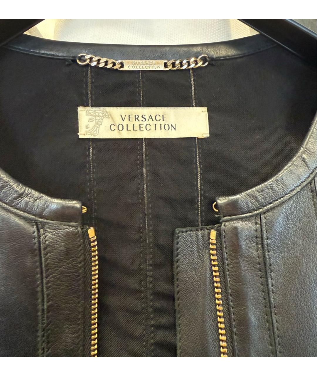 VERSACE COLLECTION Черная кожаная куртка, фото 3