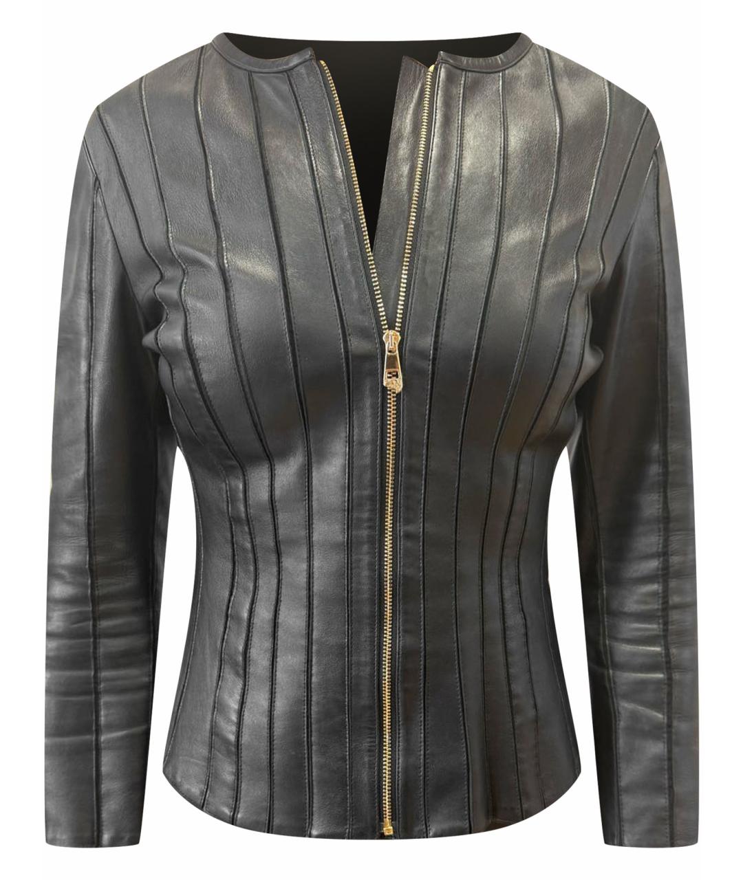 VERSACE COLLECTION Черная кожаная куртка, фото 1