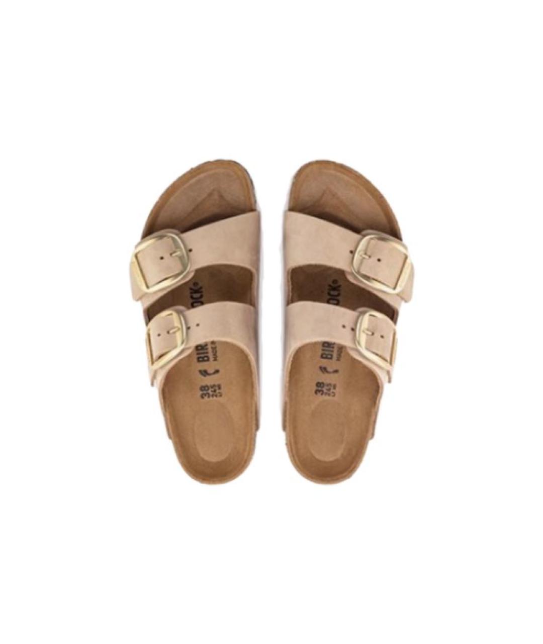 BIRKENSTOCK Бежевые замшевые сандалии, фото 4