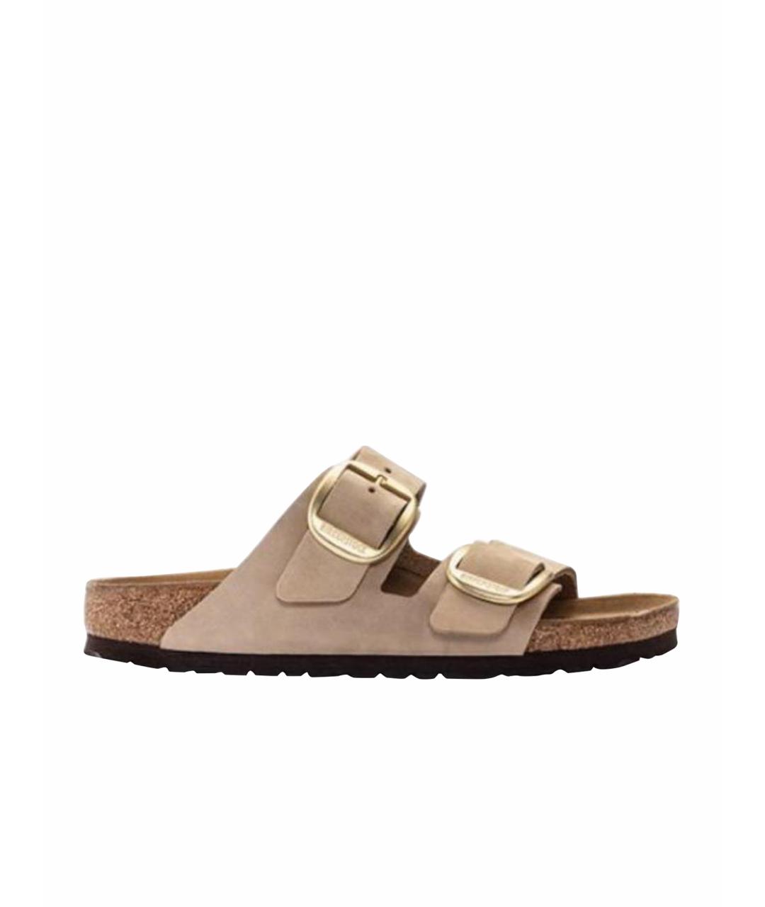 BIRKENSTOCK Бежевые замшевые сандалии, фото 1