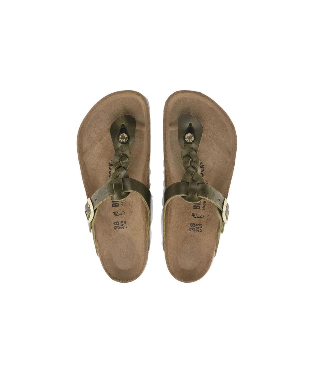 BIRKENSTOCK Зеленые замшевые шлепанцы, фото 5