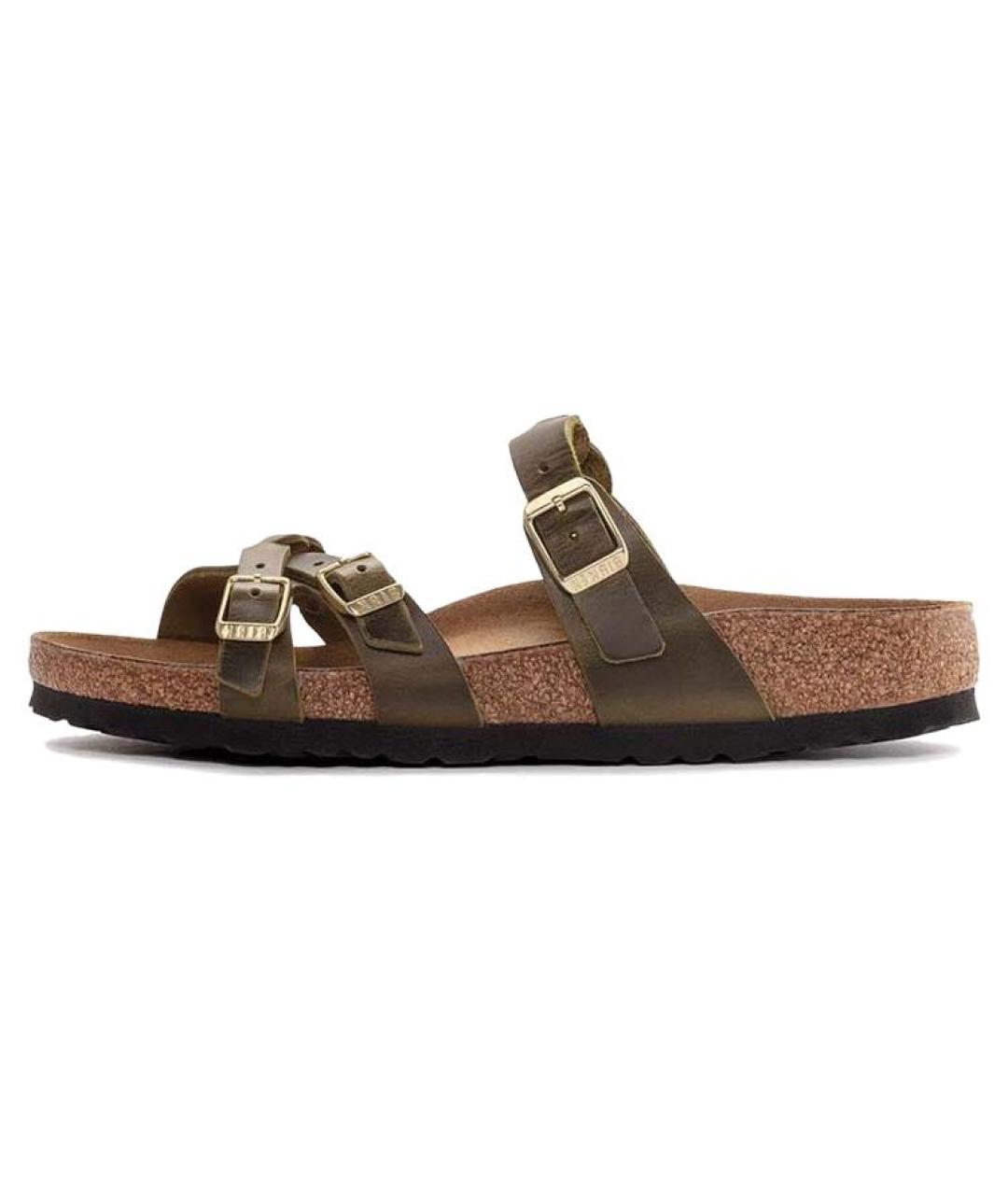 BIRKENSTOCK Хаки кожаные сандалии, фото 2
