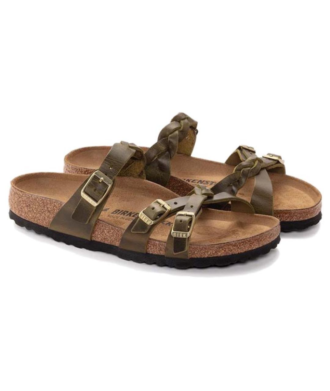 BIRKENSTOCK Хаки кожаные сандалии, фото 4