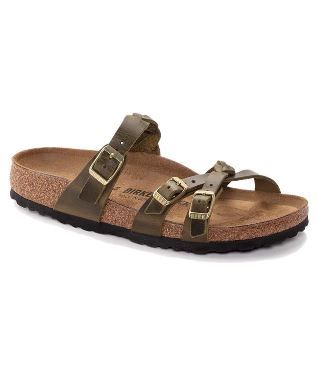 BIRKENSTOCK Хаки кожаные сандалии, фото 3