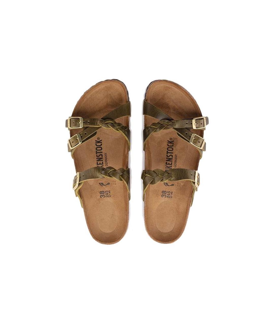 BIRKENSTOCK Хаки кожаные сандалии, фото 5