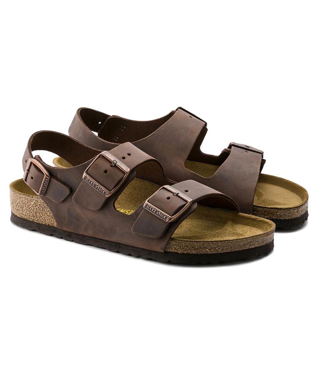 BIRKENSTOCK Коричневые кожаные сандалии, фото 4