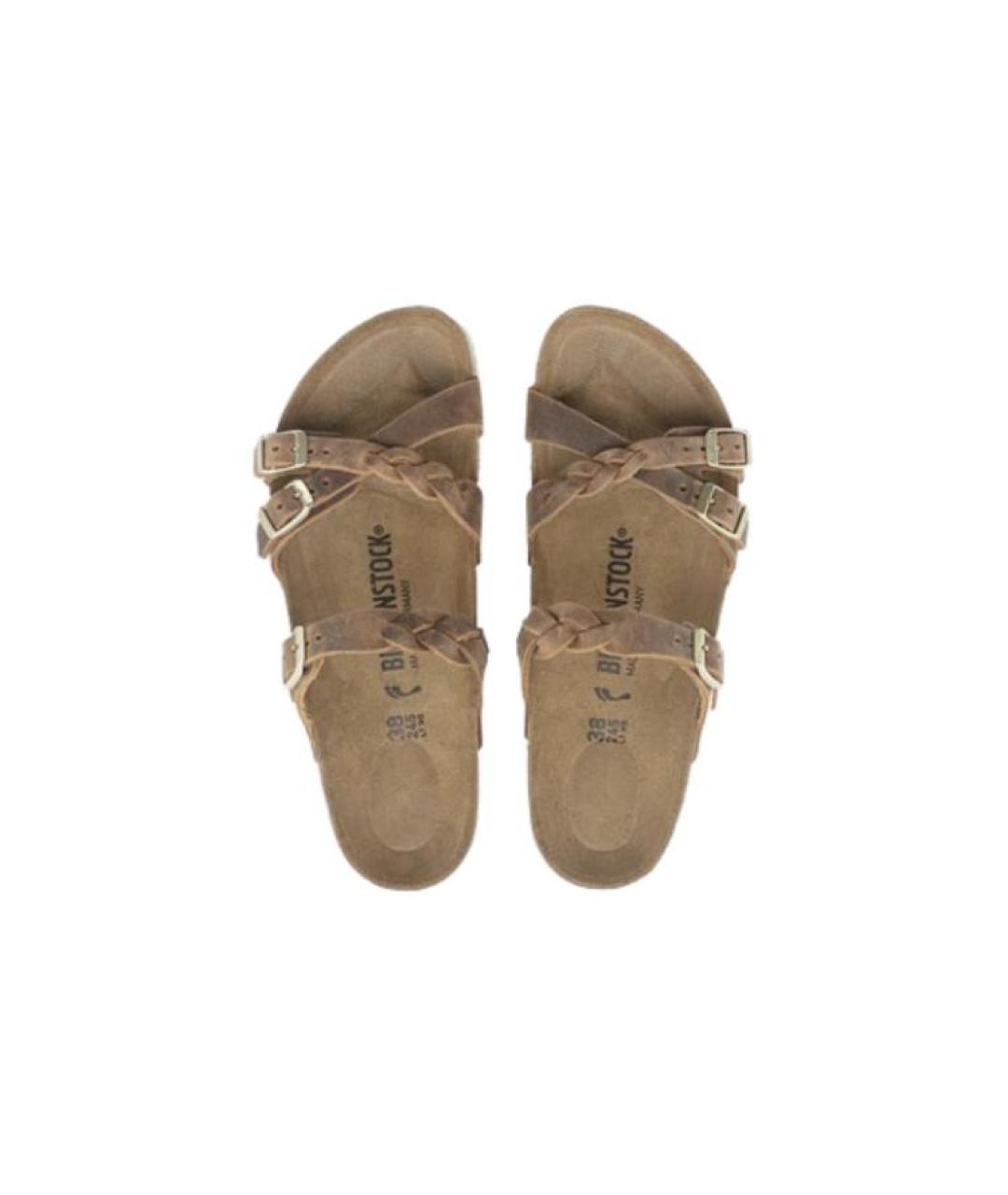 BIRKENSTOCK Коричневые кожаные сандалии, фото 4