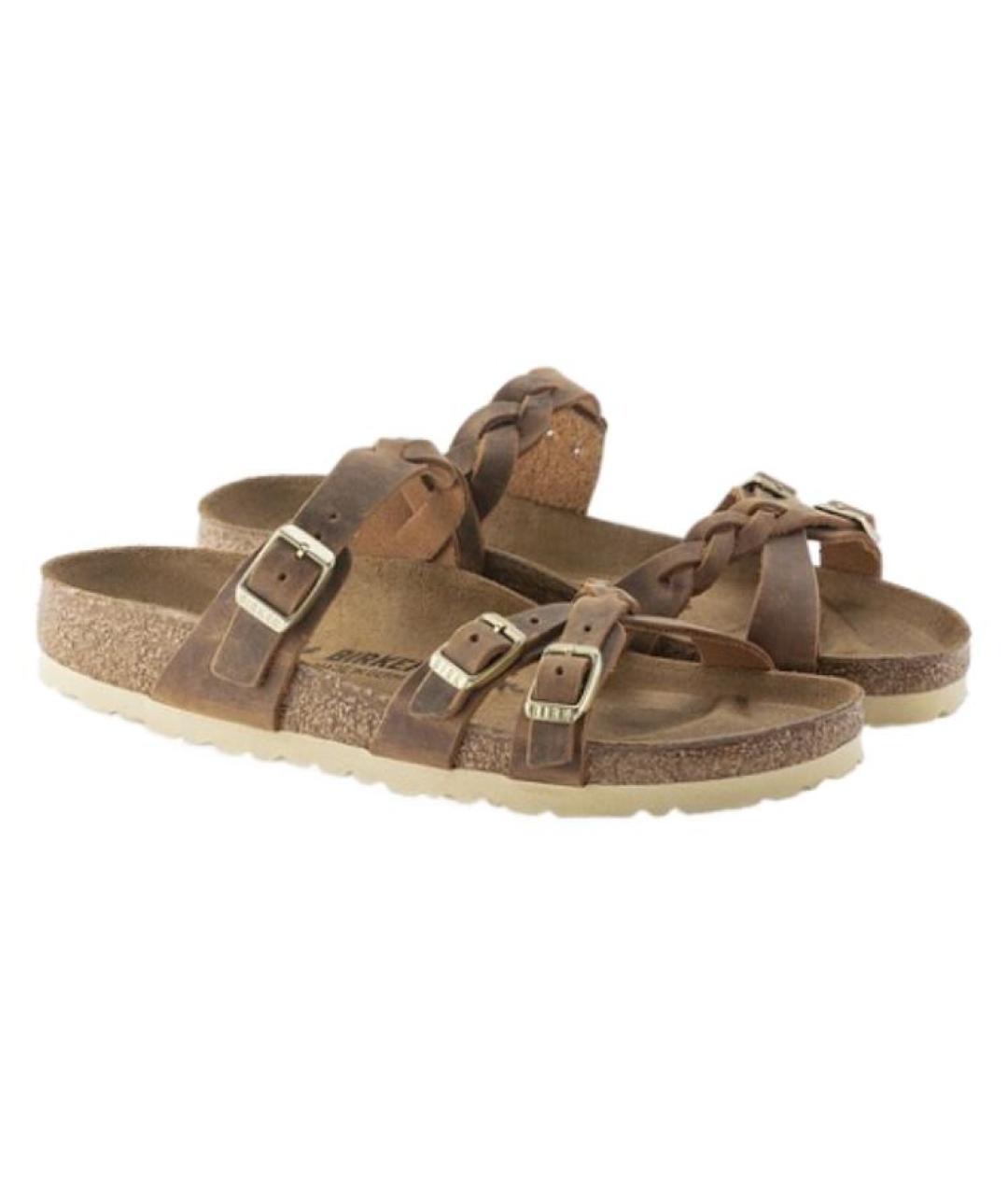 BIRKENSTOCK Коричневые кожаные сандалии, фото 3