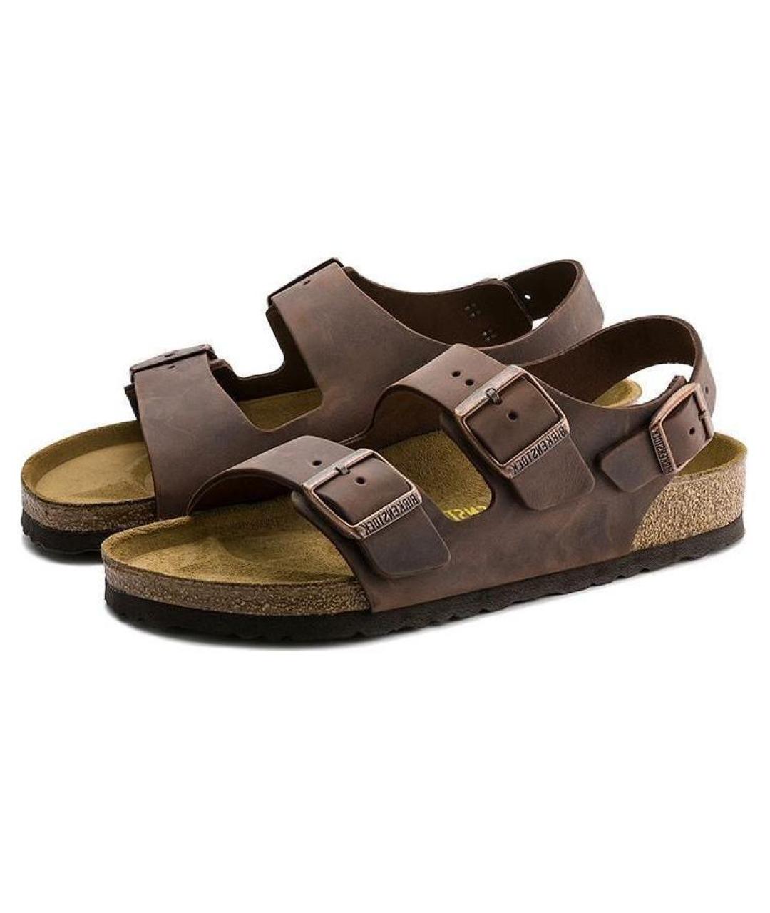 BIRKENSTOCK Коричневые кожаные сандалии, фото 3