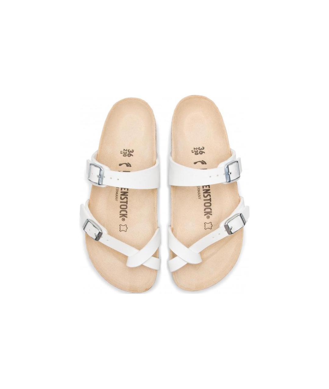 BIRKENSTOCK Белые кожаные сандалии, фото 4