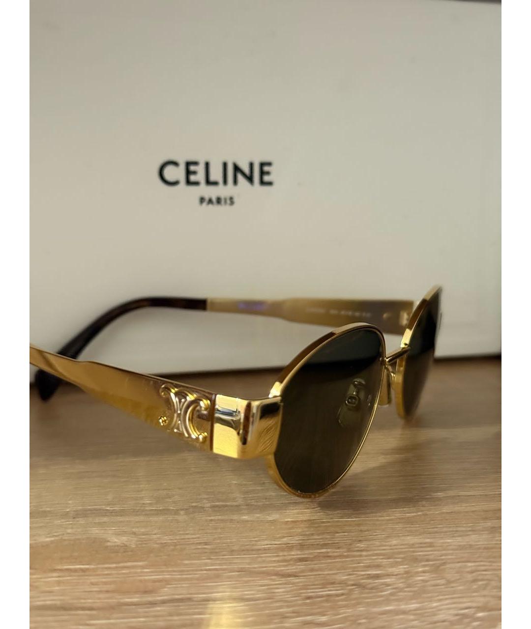 CELINE Золотые металлические солнцезащитные очки, фото 3