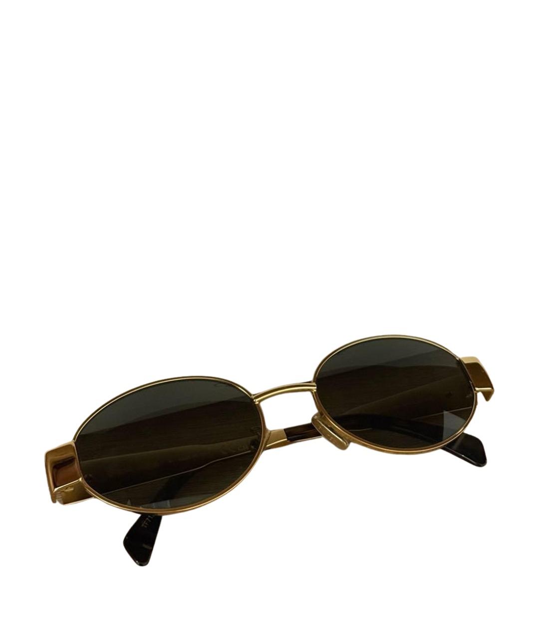 CELINE Золотые металлические солнцезащитные очки, фото 1