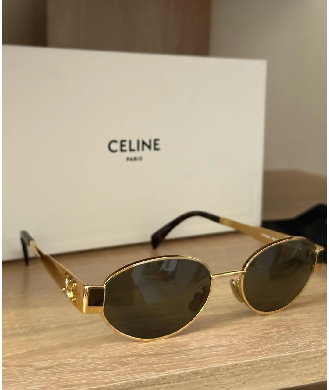 CELINE Золотые металлические солнцезащитные очки, фото 2