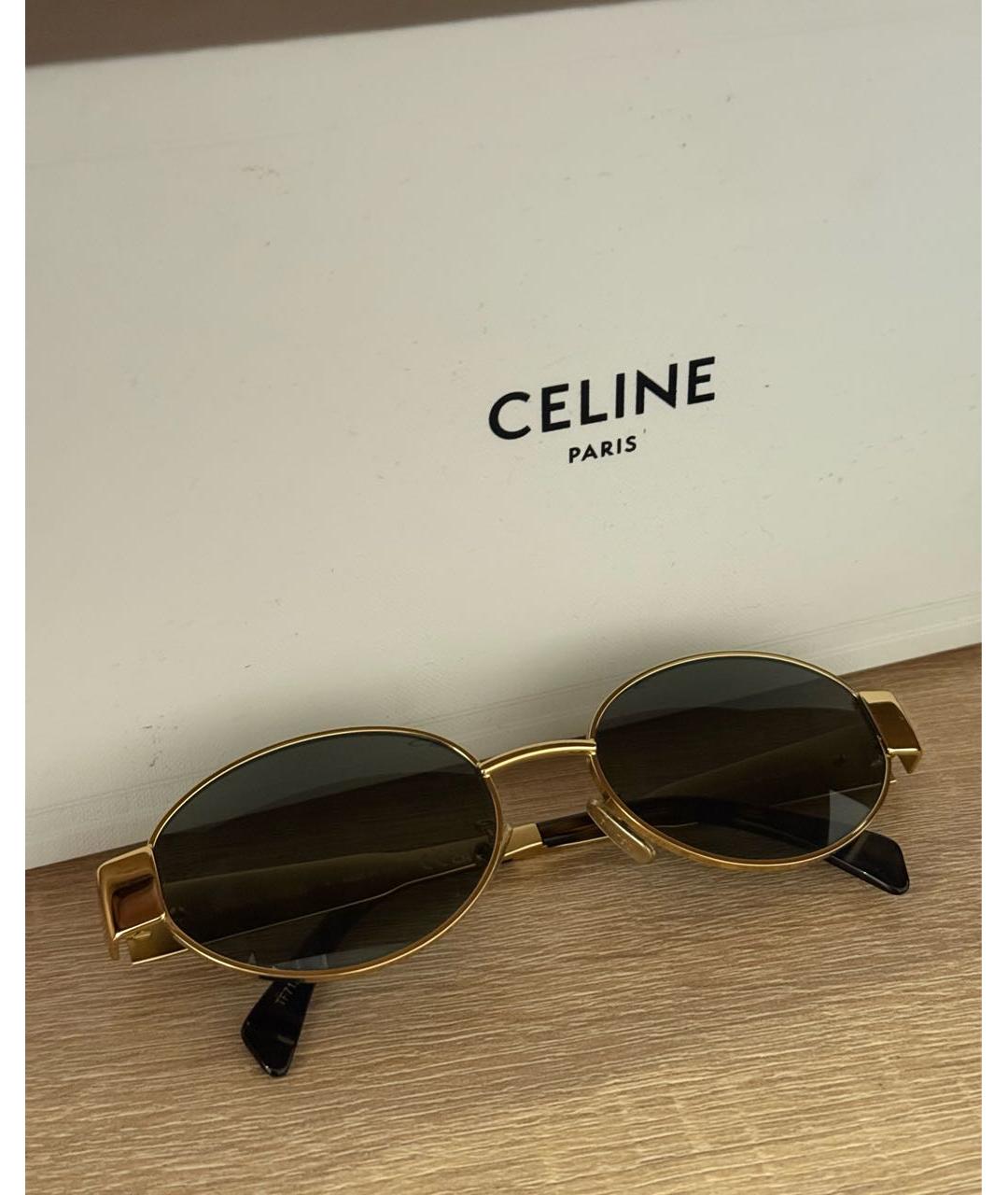 CELINE Золотые металлические солнцезащитные очки, фото 6