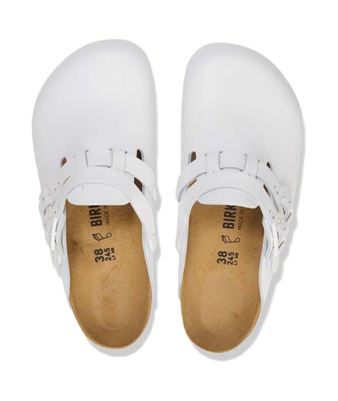BIRKENSTOCK Белые кожаные сабо, фото 5