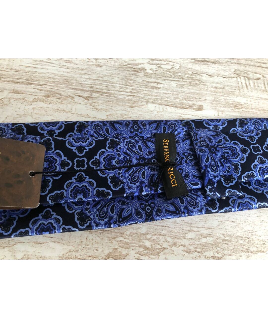 STEFANO RICCI Темно-синий шелковый галстук, фото 3