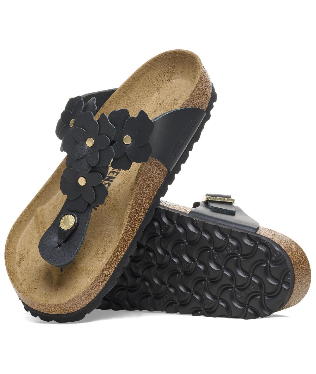 BIRKENSTOCK Черные кожаные шлепанцы, фото 6