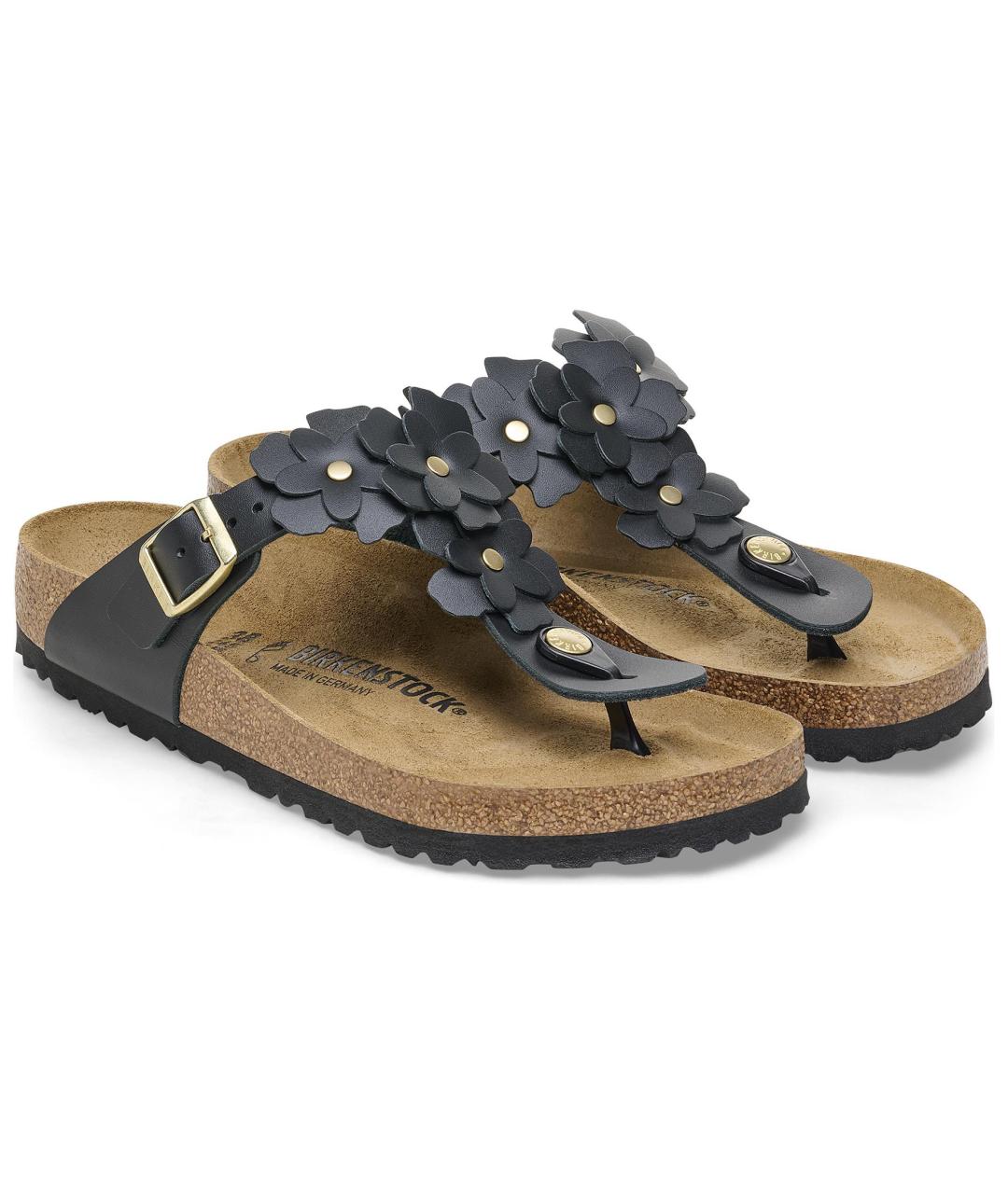 BIRKENSTOCK Черные кожаные шлепанцы, фото 4