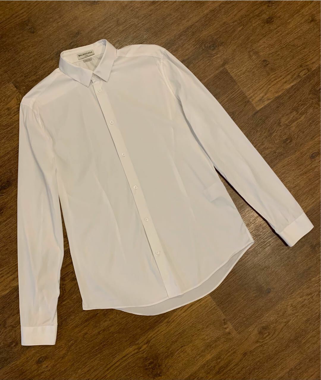 BALENCIAGA Белая хлопко-полиэстеровая классическая рубашка, фото 8