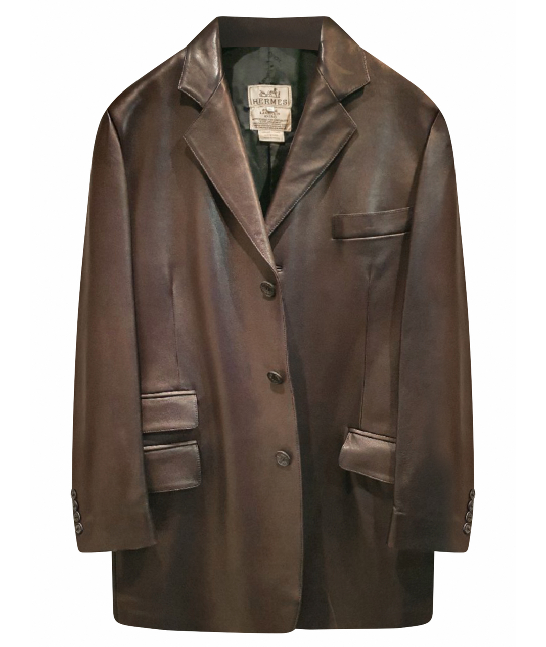 HERMES PRE-OWNED Коричневый кожаный пиджак, фото 1