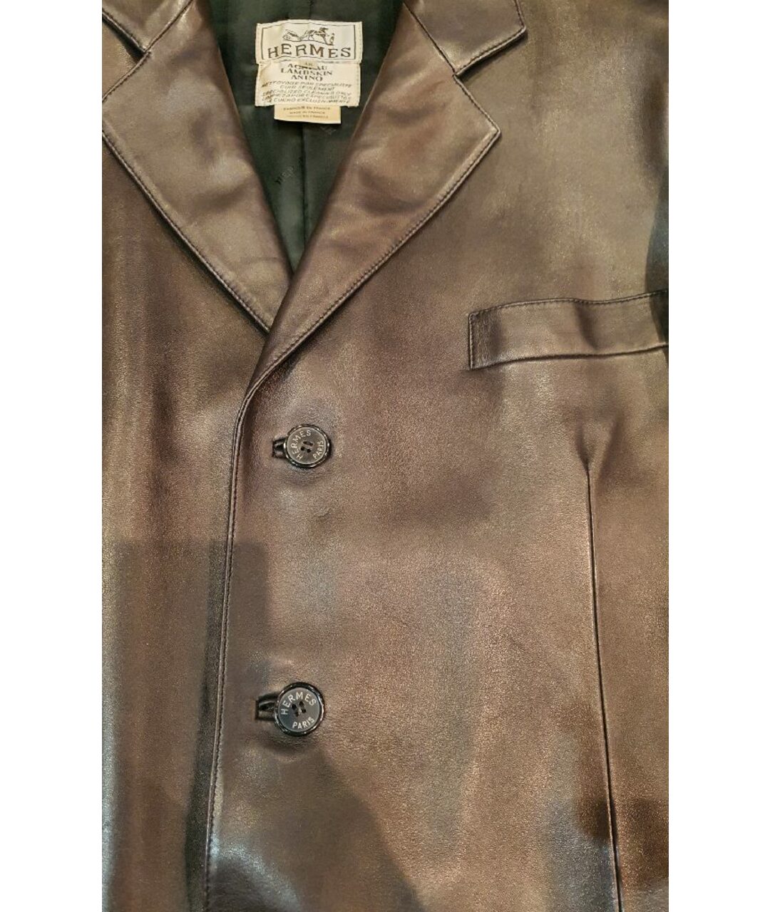 HERMES PRE-OWNED Коричневый кожаный пиджак, фото 4