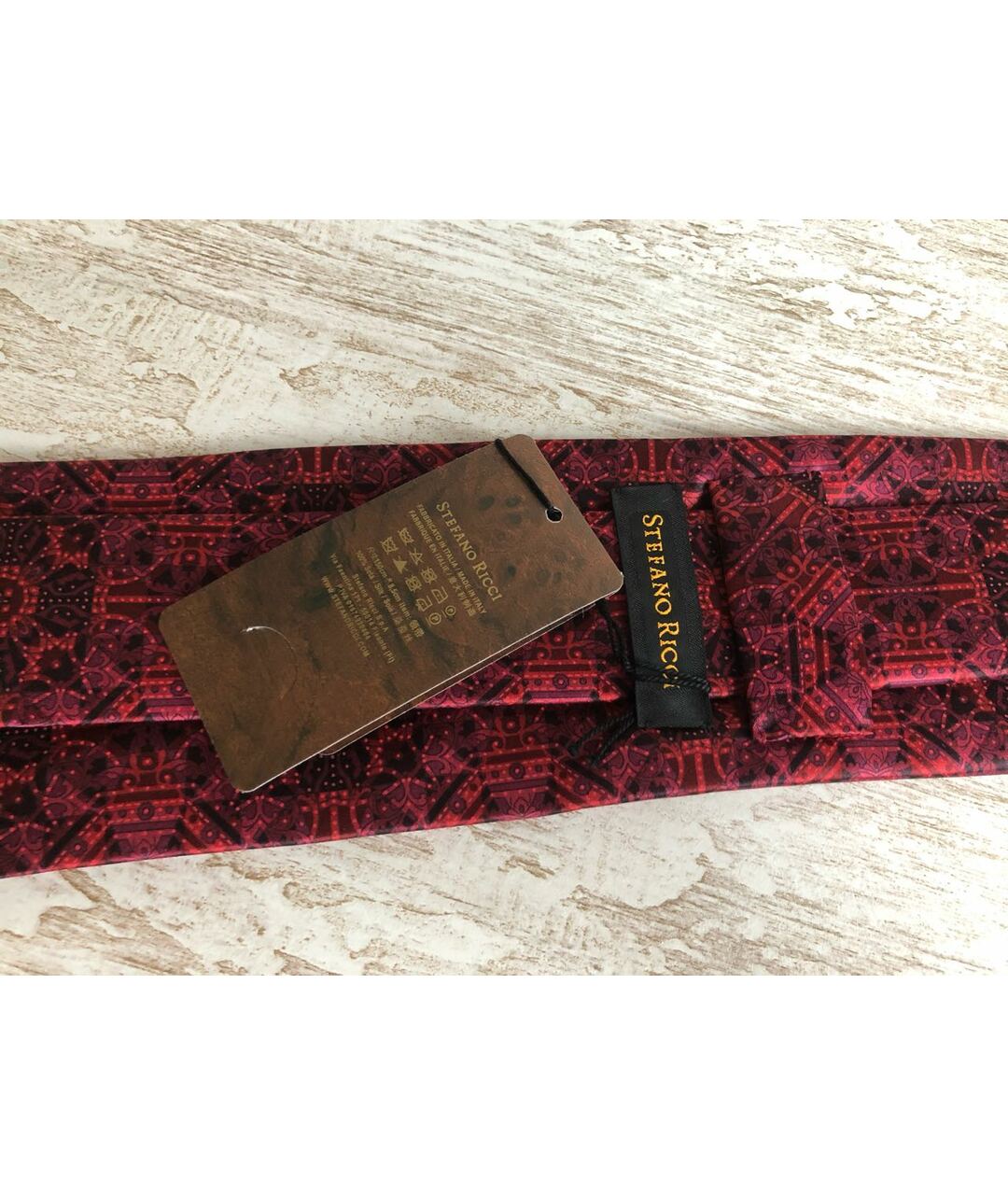 STEFANO RICCI Бордовый шелковый галстук, фото 3