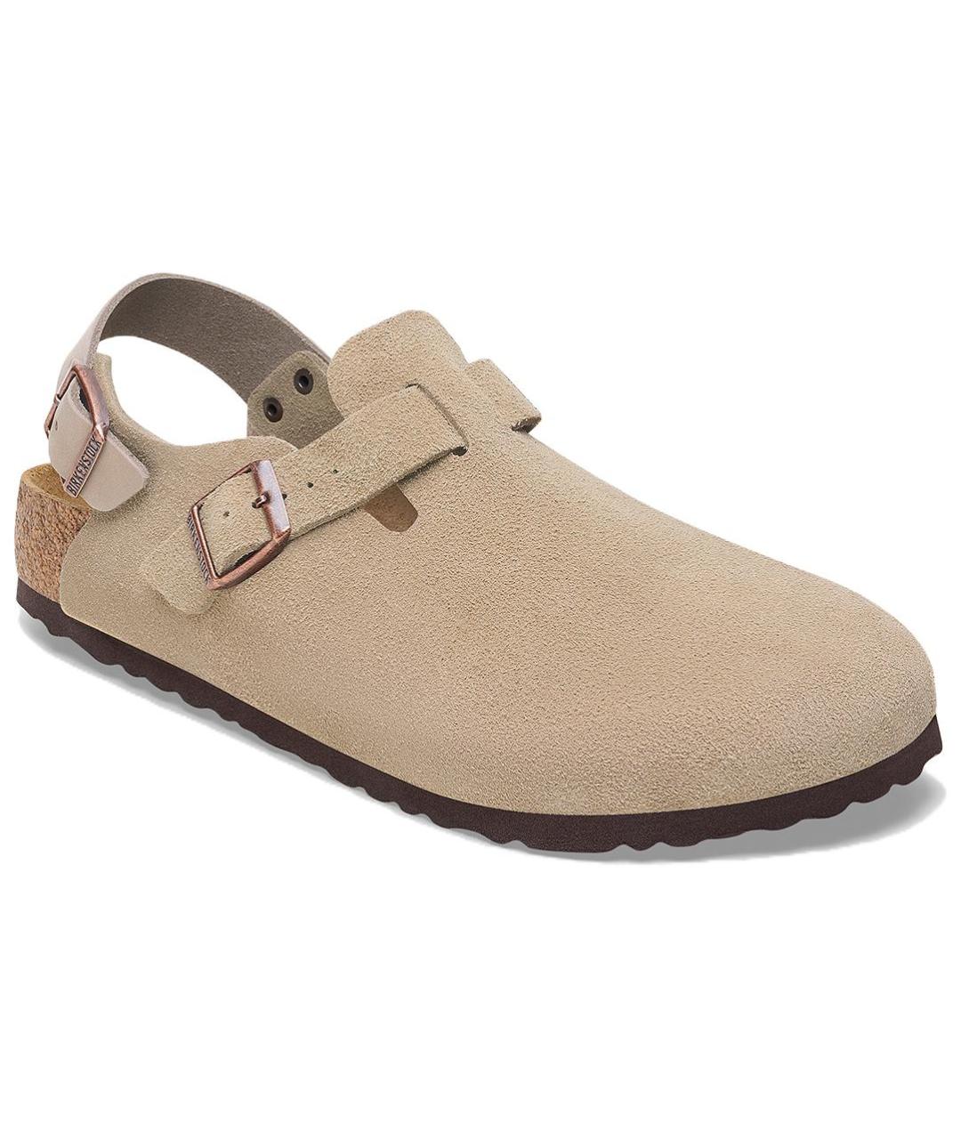 BIRKENSTOCK Бежевые замшевые сабо, фото 3