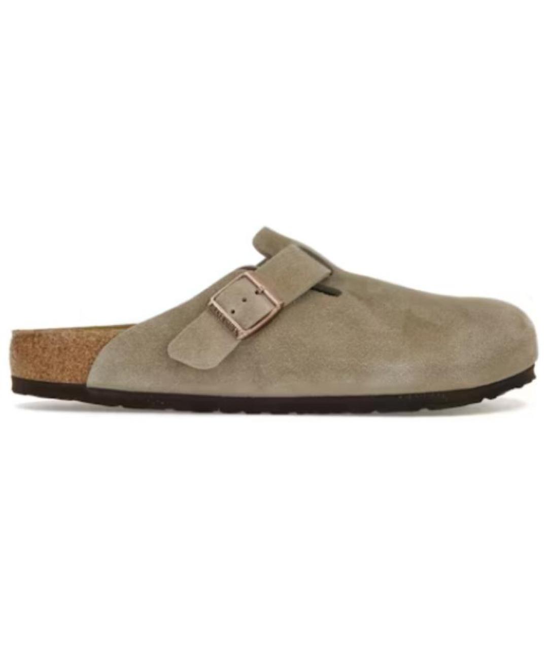 BIRKENSTOCK Бежевые замшевые сабо, фото 1