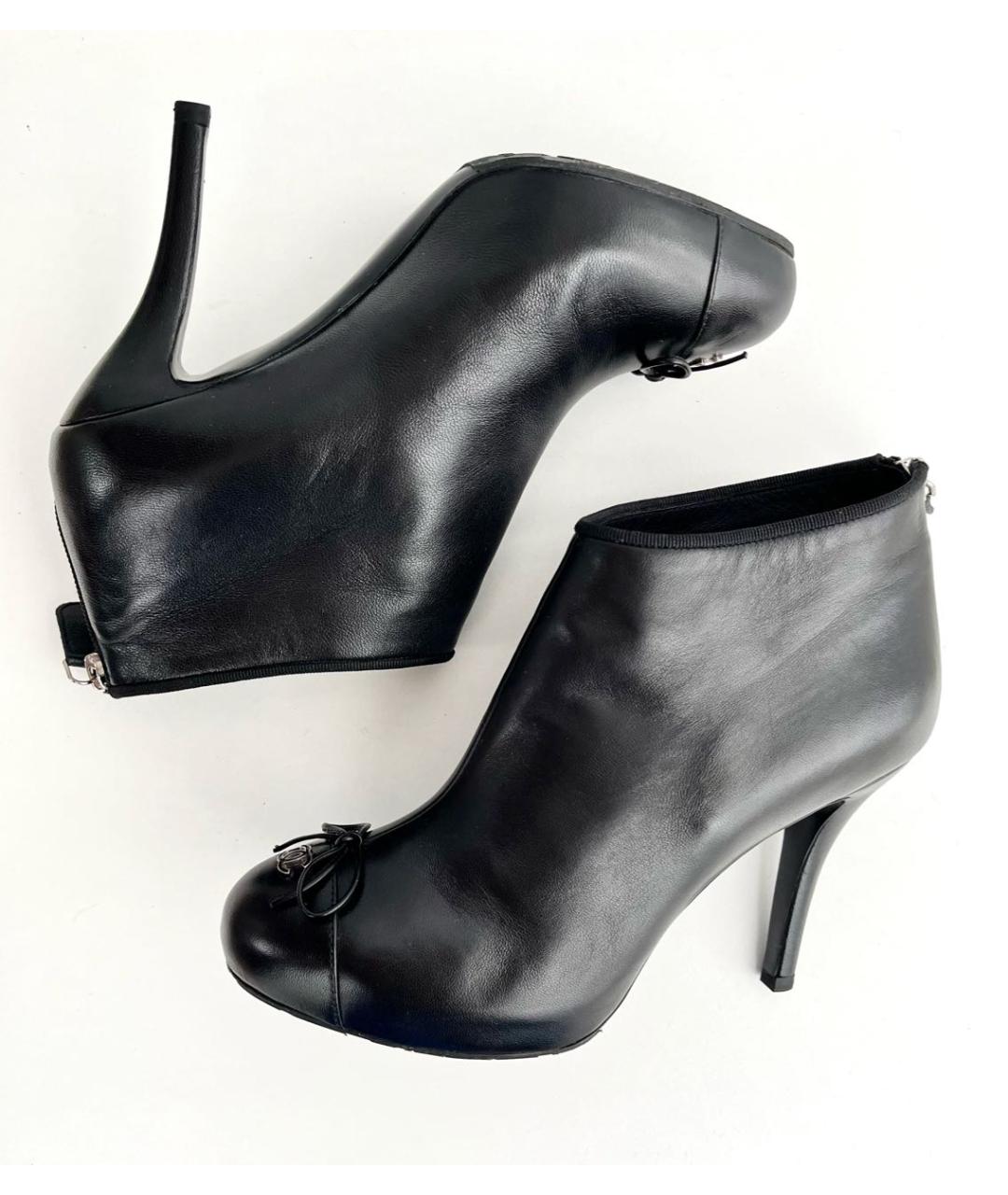 CHANEL Черные кожаные ботильоны, фото 3