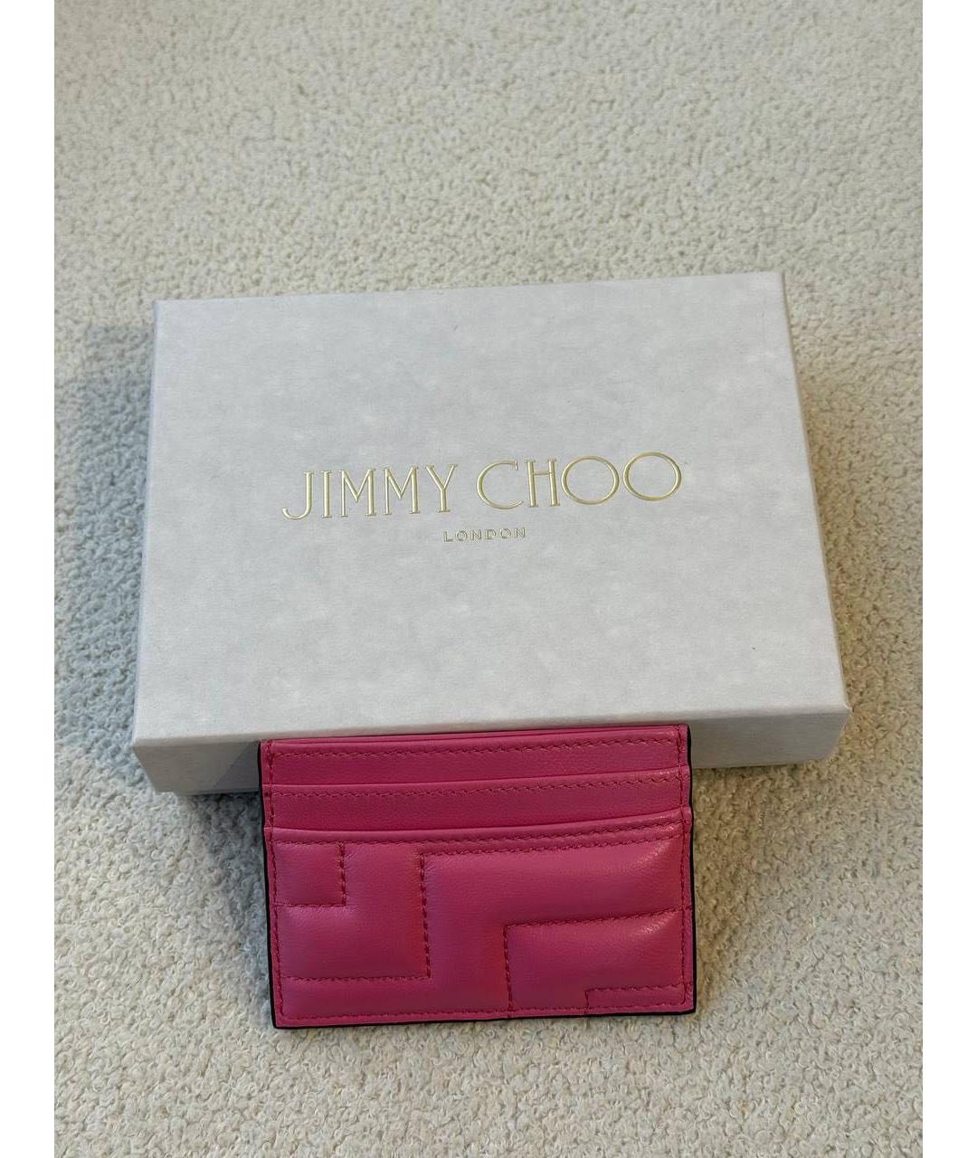 JIMMY CHOO Розовый кожаный кардхолдер, фото 7