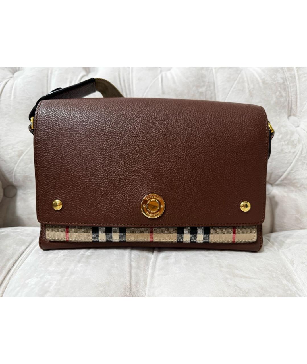 BURBERRY Коричневая кожаная сумка через плечо, фото 9
