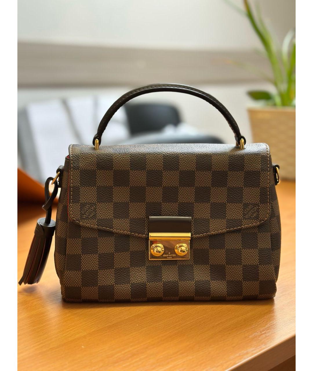 LOUIS VUITTON Коричневая кожаная сумка через плечо, фото 6