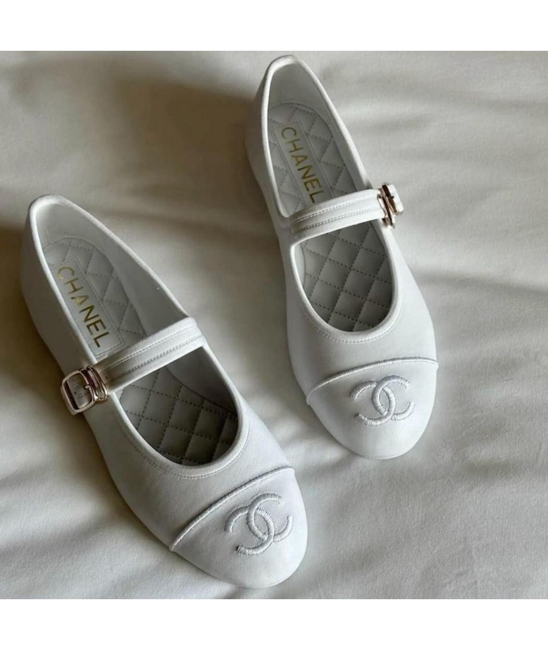 CHANEL Белые кожаные балетки, фото 4
