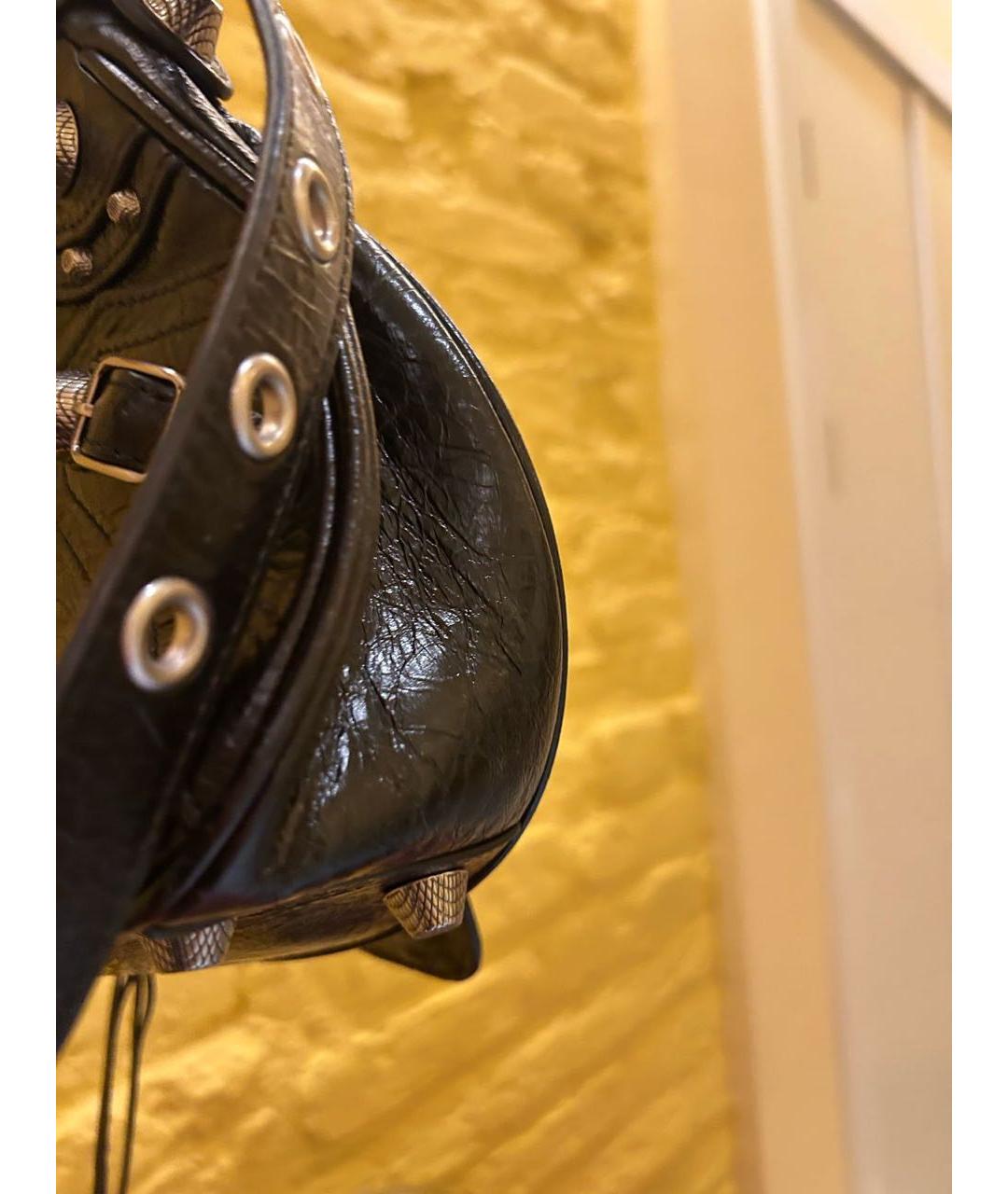 BALENCIAGA Черная кожаная сумка через плечо, фото 4