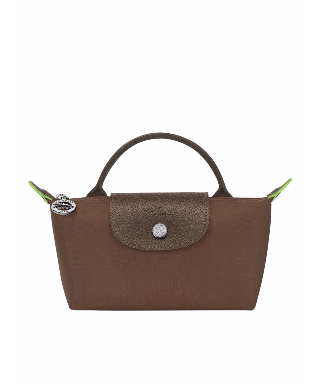 LONGCHAMP Коричневая синтетическая сумка с короткими ручками, фото 6