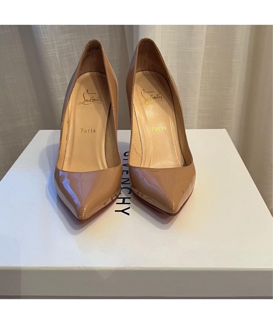 CHRISTIAN LOUBOUTIN Бежевые туфли из лакированной кожи, фото 3