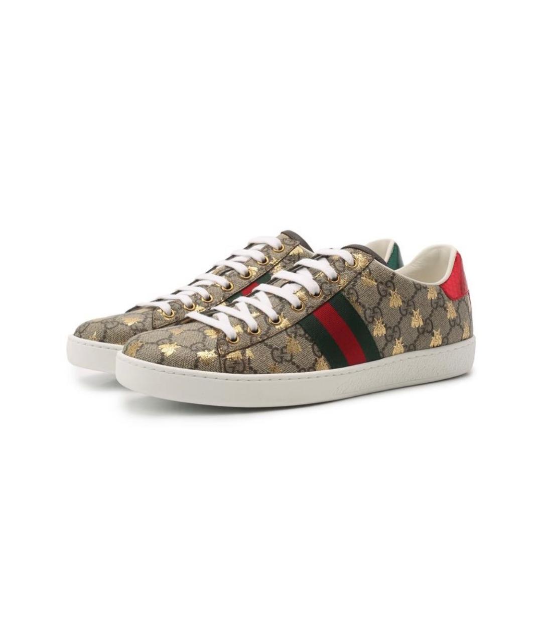 GUCCI Бежевые кожаные кеды, фото 3