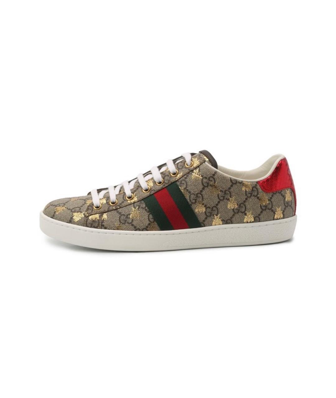 GUCCI Бежевые кожаные кеды, фото 7