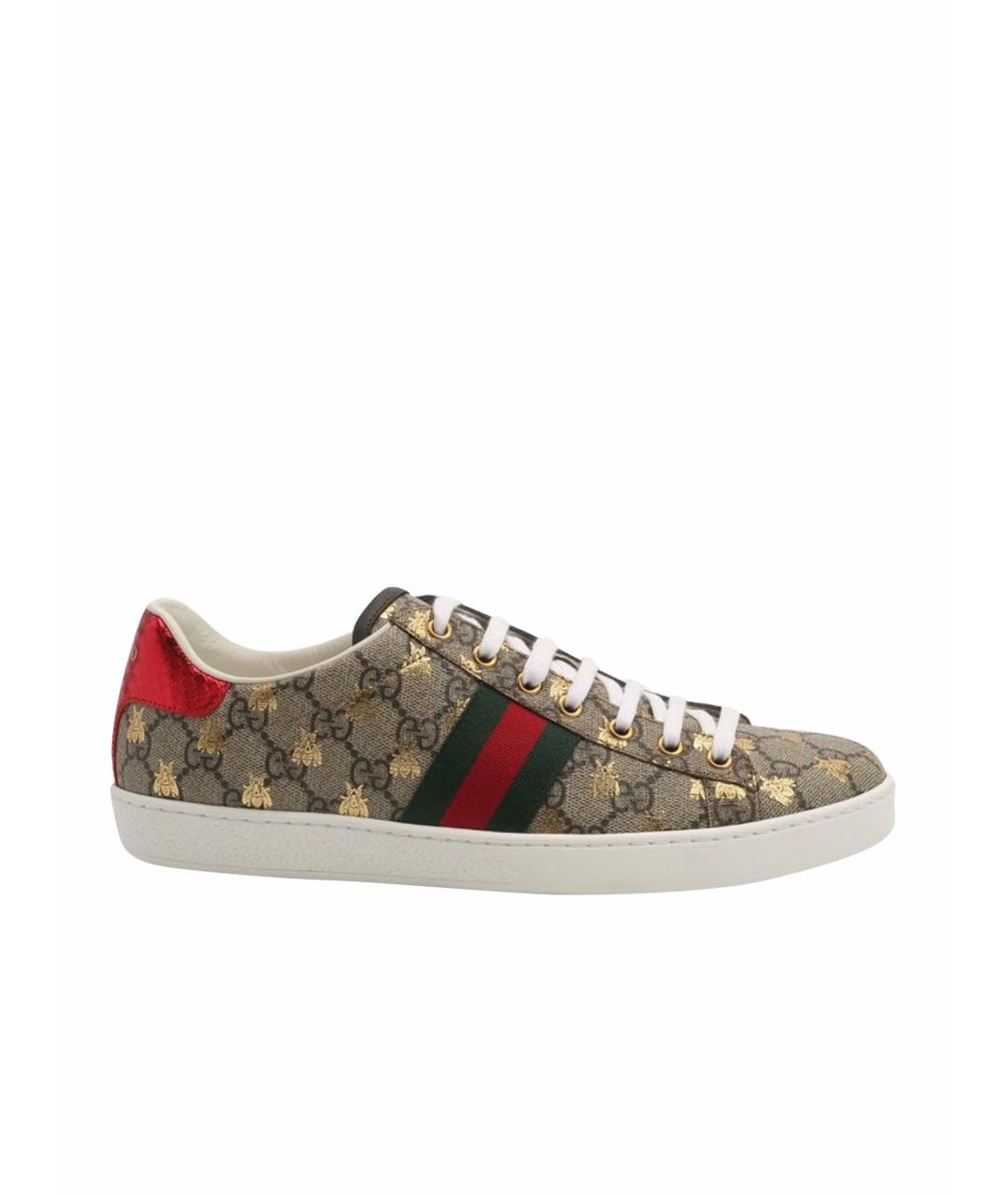 GUCCI Бежевые кожаные кеды, фото 1