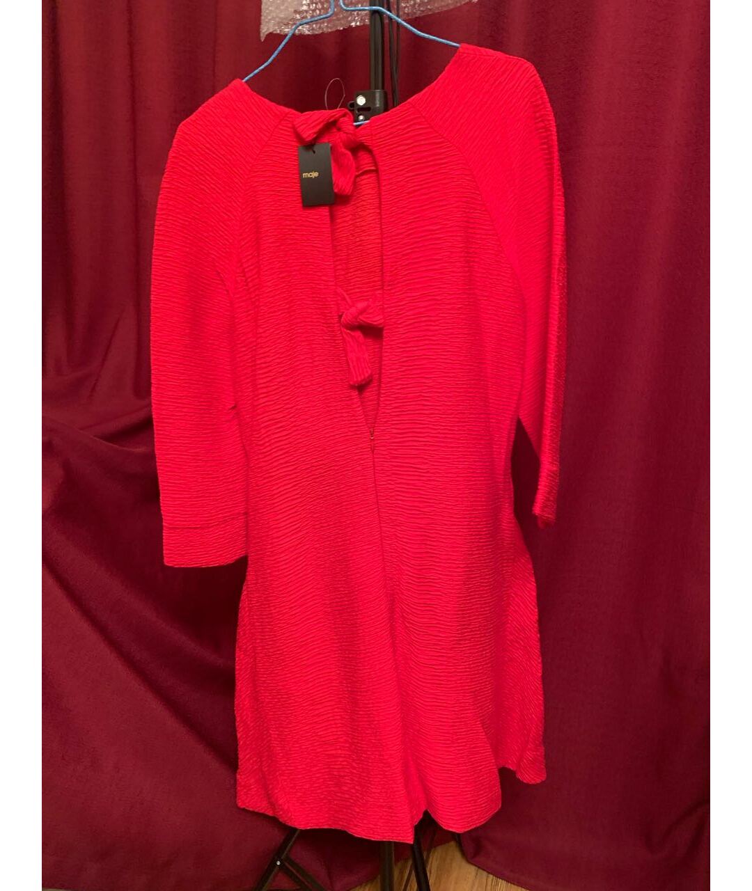 MAJE Красное вискозное повседневное платье, фото 2