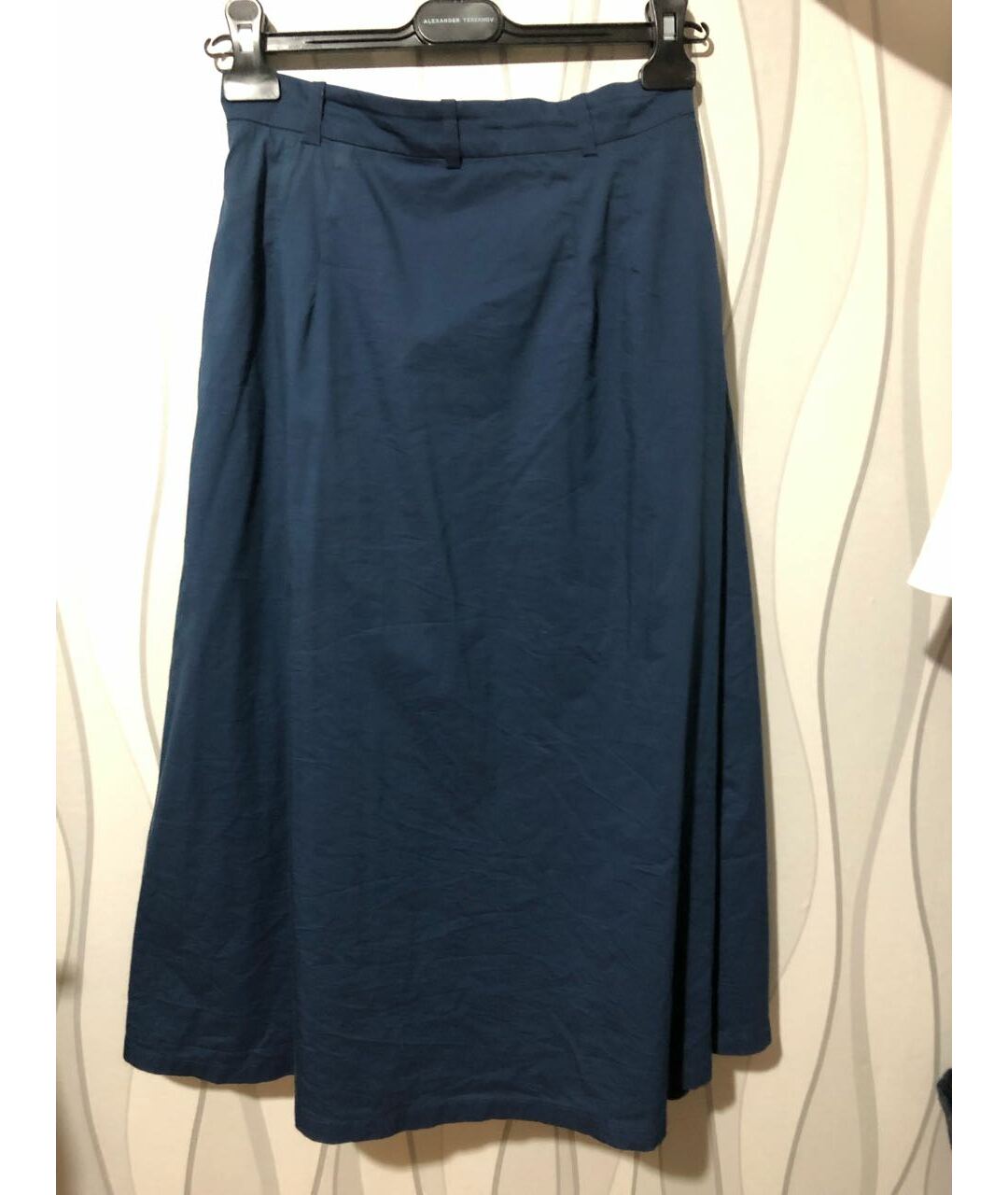 ALEXANDER TEREKHOV Темно-синяя хлопковая юбка миди, фото 2