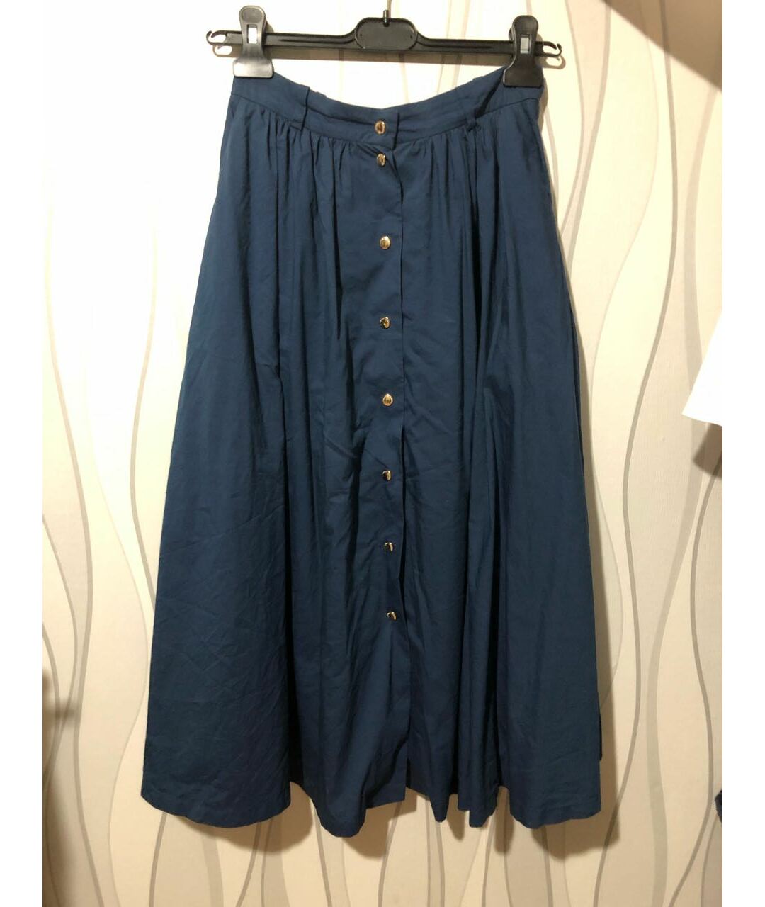 ALEXANDER TEREKHOV Темно-синяя хлопковая юбка миди, фото 7