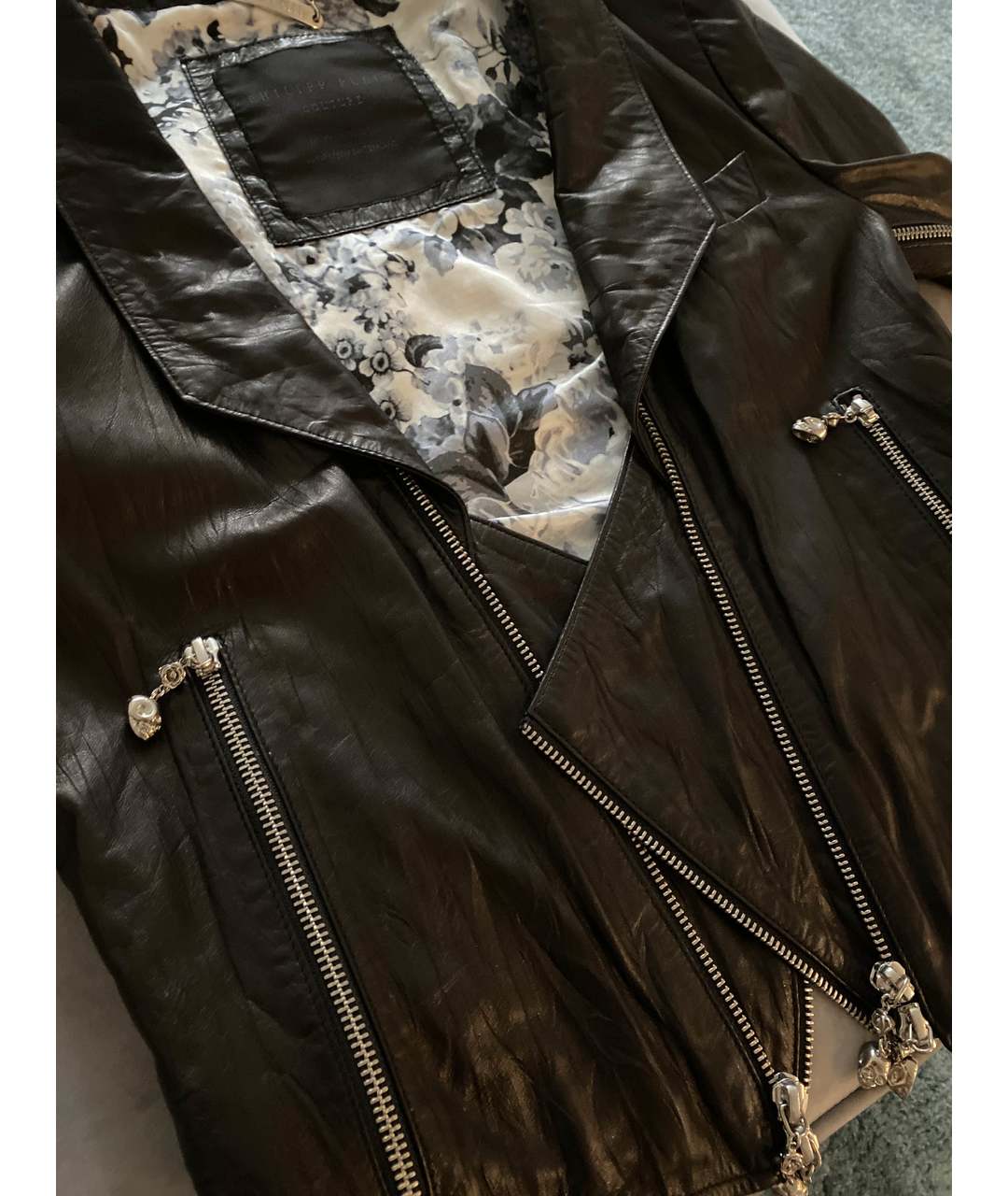 PHILIPP PLEIN Черный кожаный жакет/пиджак, фото 4