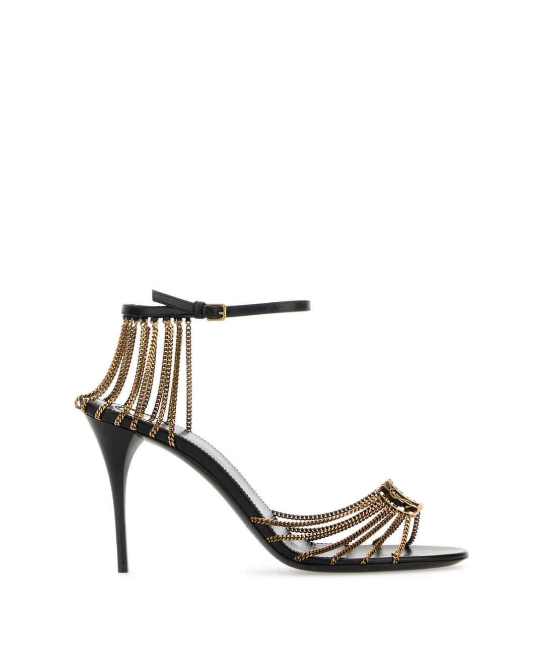 SAINT LAURENT Золотые кожаные босоножки, фото 1