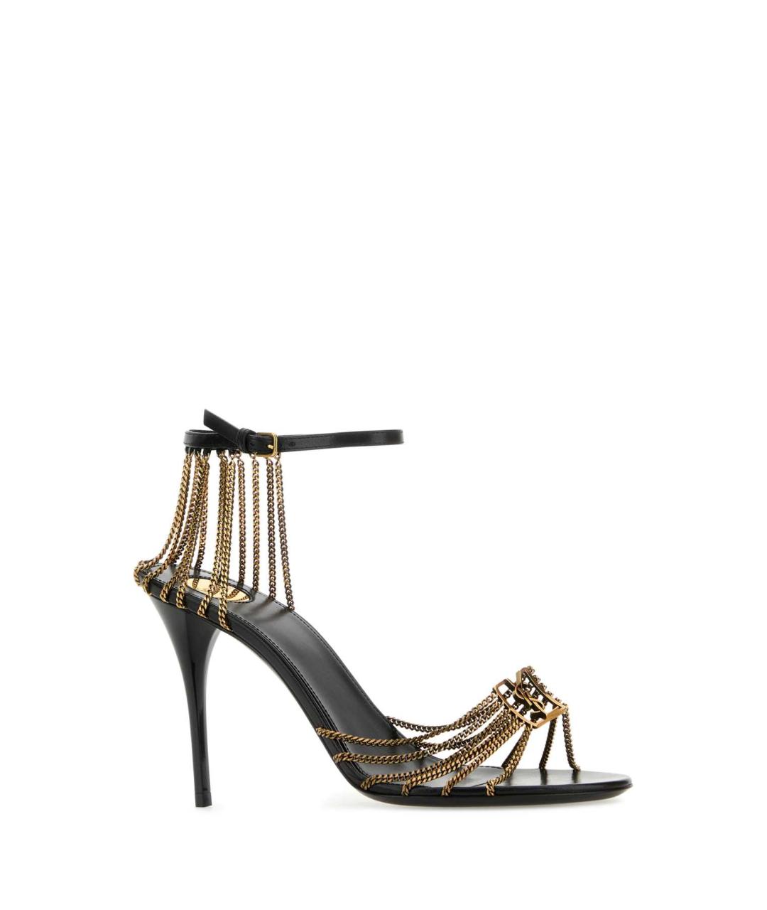 SAINT LAURENT Золотые кожаные босоножки, фото 2