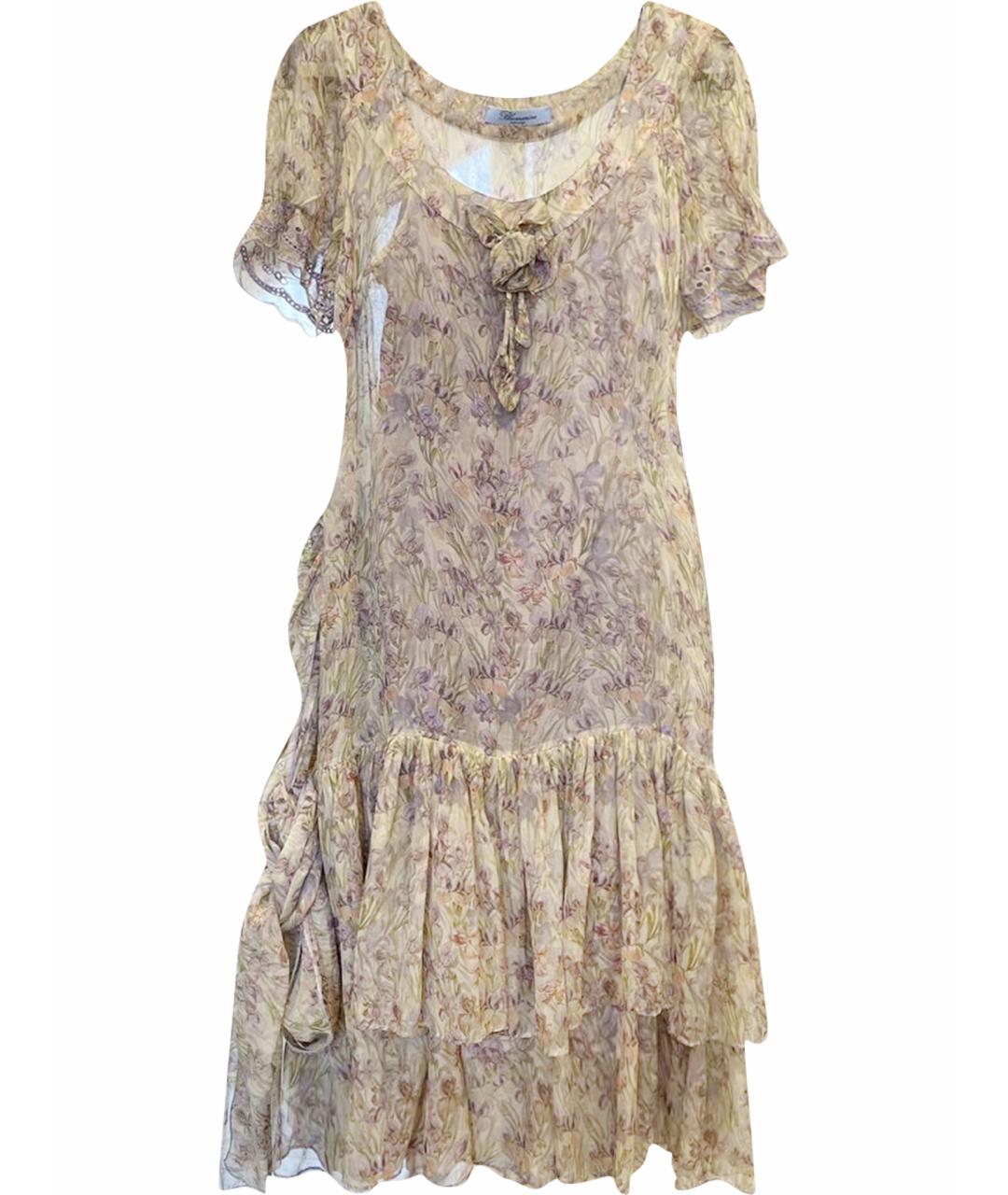 BLUMARINE Бежевое шелковое повседневное платье, фото 1
