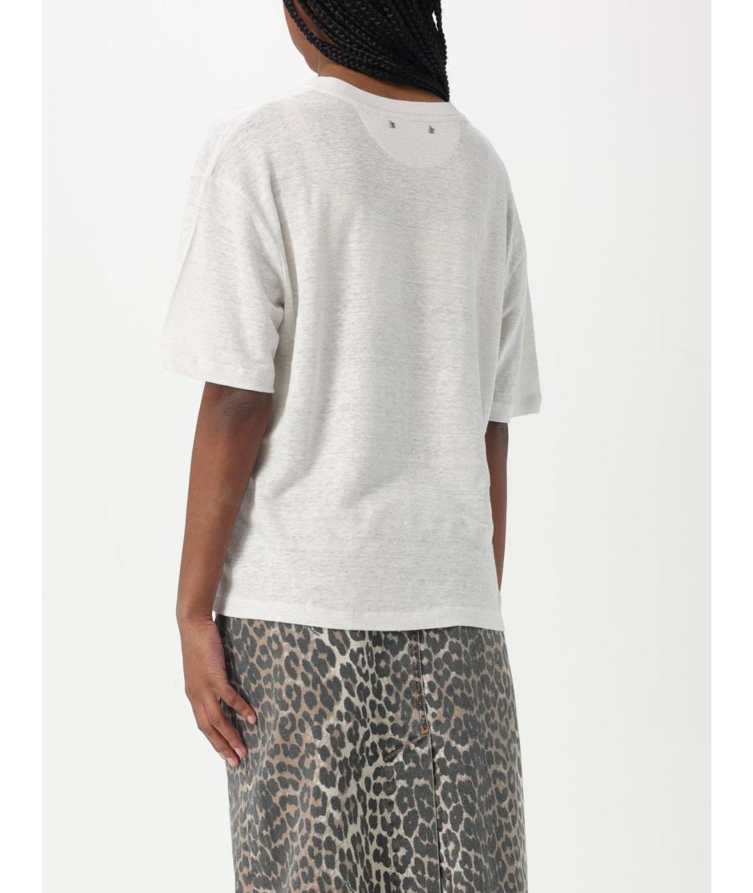 GOLDEN GOOSE DELUXE BRAND Белая льняная футболка, фото 3
